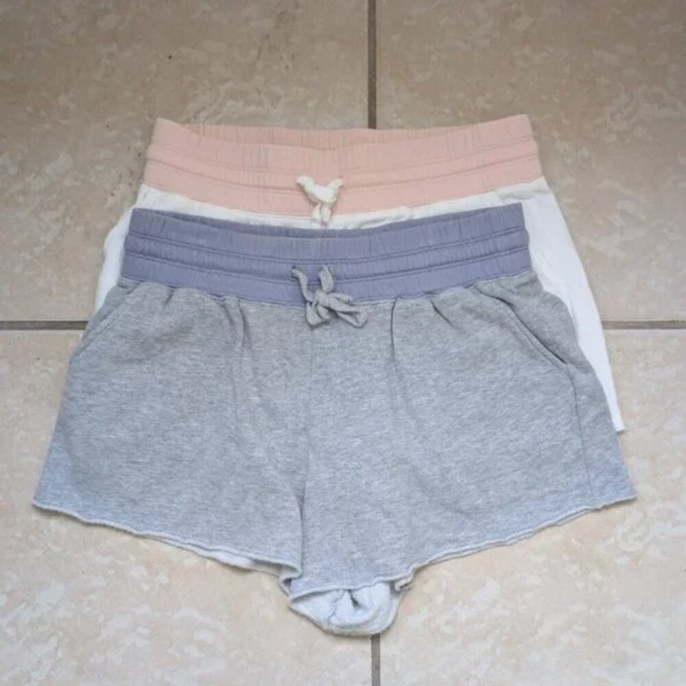 Bundle of 2: Splendid Heather Gray & White Lounge Shorts Drawstring size S